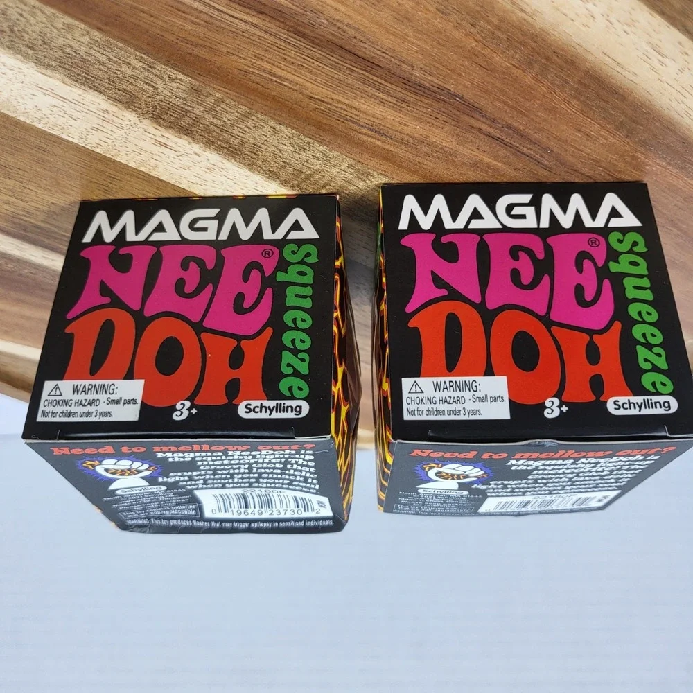 SET OF 2 NeeDoh MAGMA Squeeze Orange Charcoal Squeeze Toy RARE Viral Nee Doh